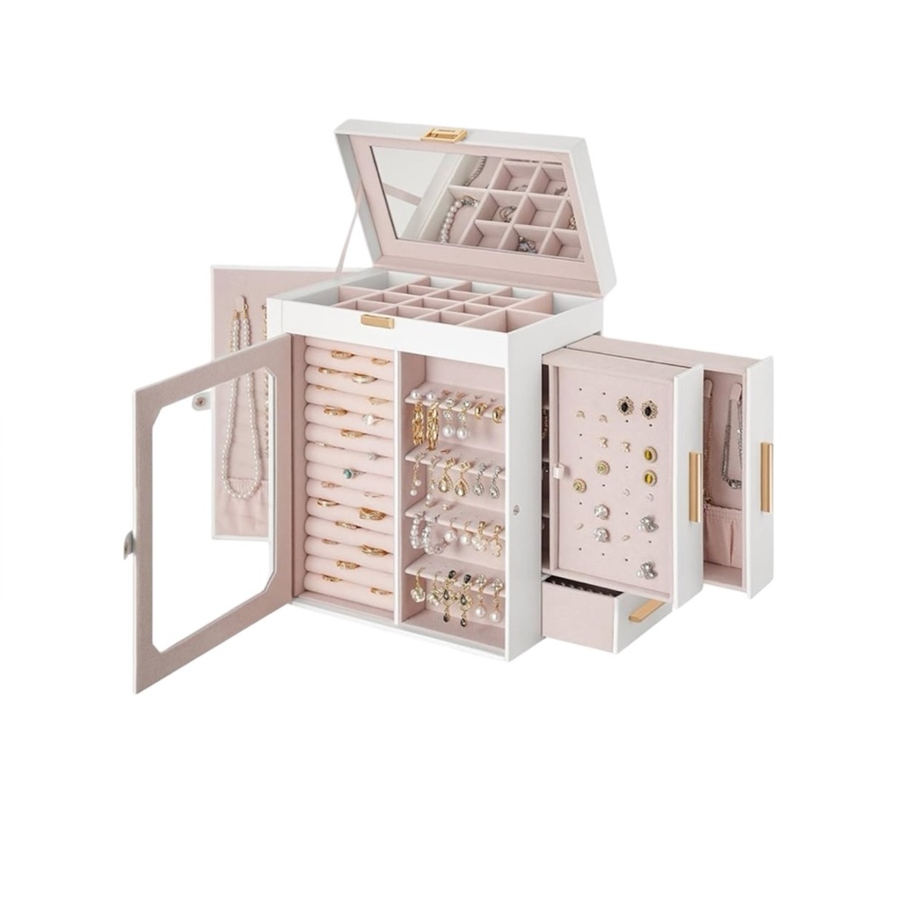 Hoobro White Mirrored  Multi Sectional Jewelry Box New 💍